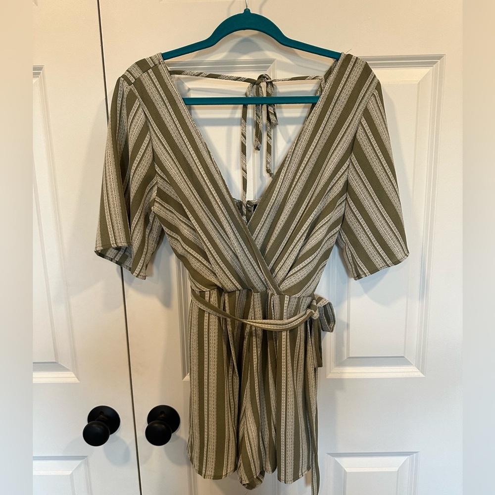 Green and white striped romper from Francesca’s